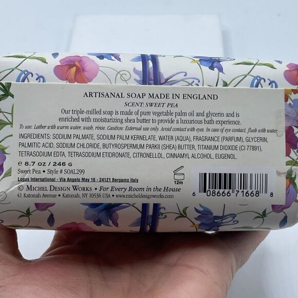 NIP Michel Design Works Sweet Pea Shea Butter Artisanal England Bar Bath Soap - Picture 6 of 8